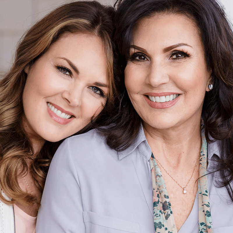 Mother daughter with glowing skin