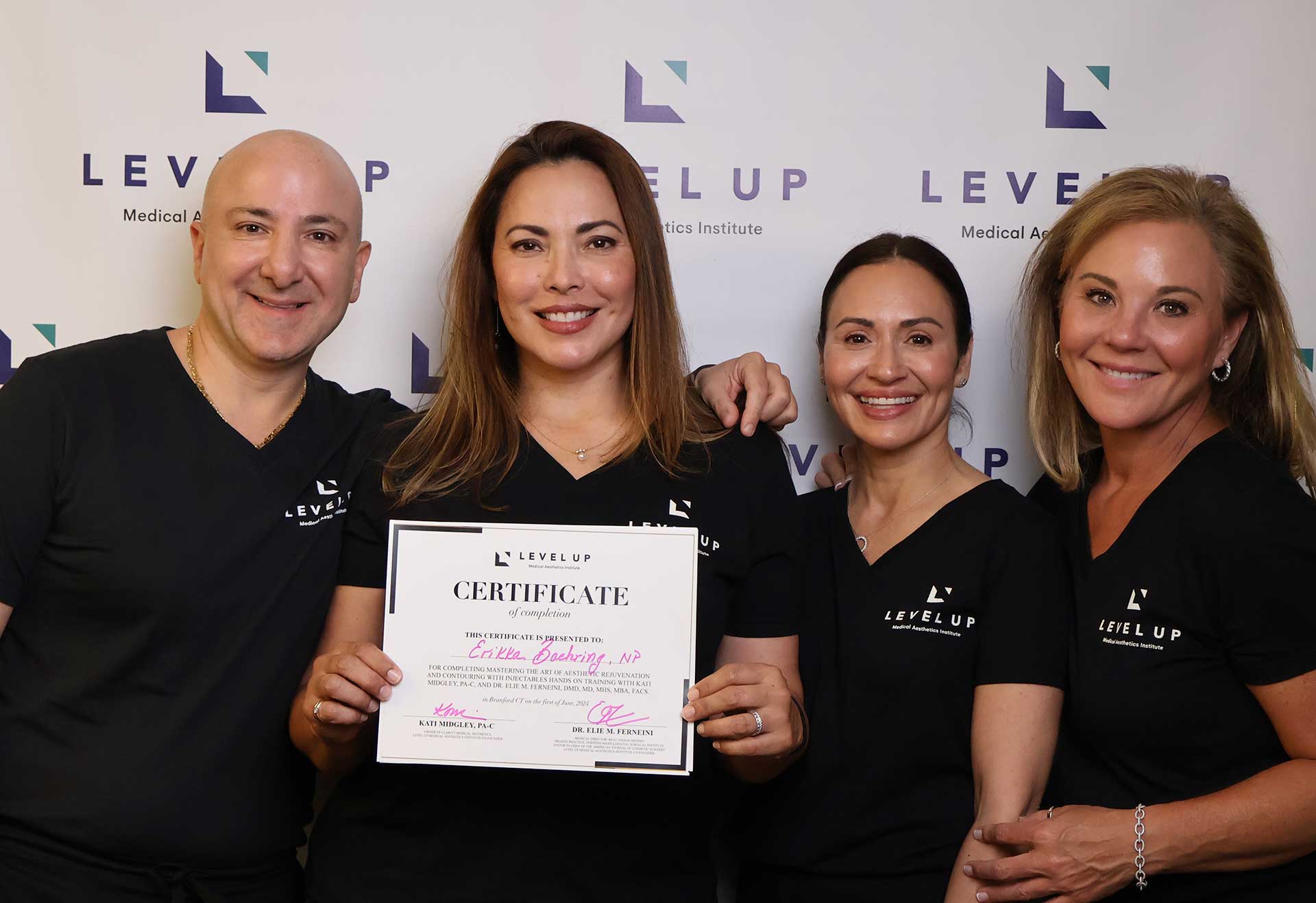 Level Up Medical Aesthetics Institute certificate graduation group